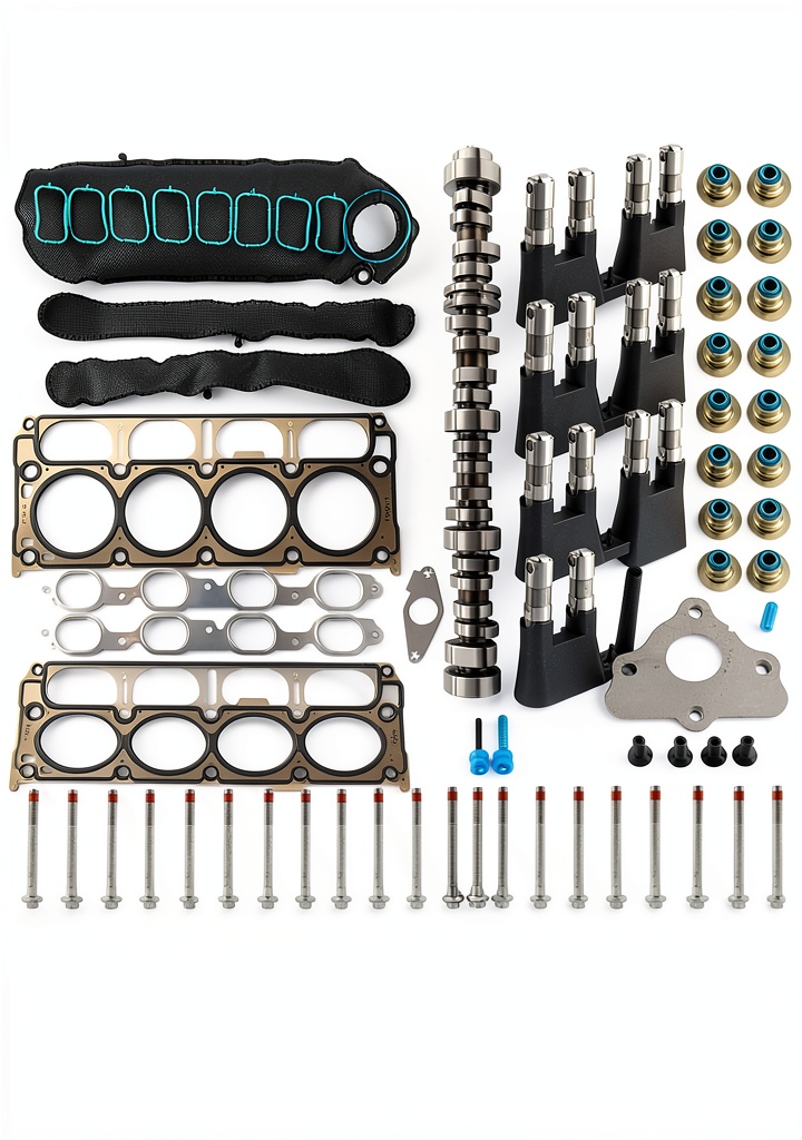 Installing 5.3L Gen V Camshaft Kit DOLKSN Non AFM with Lifters, Gaskets, Bolt Set on a workshop bench